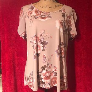 New Cute Floral  Summer Blouse Silky Short Sleeves